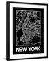 Black Map of New York-NaxArt-Framed Art Print