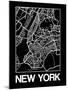 Black Map of New York-NaxArt-Mounted Art Print