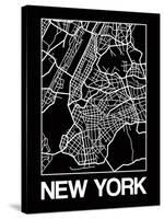 Black Map of New York-NaxArt-Stretched Canvas