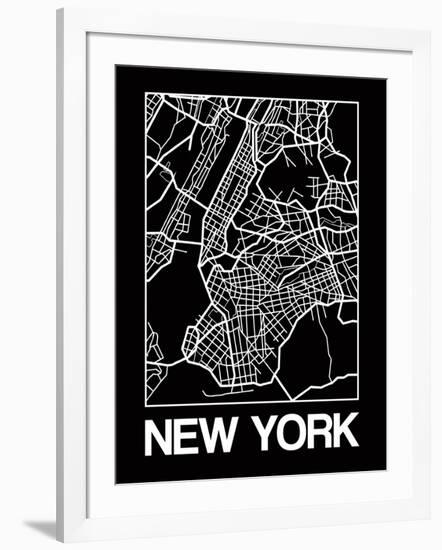 Black Map of New York-NaxArt-Framed Art Print