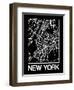 Black Map of New York-NaxArt-Framed Art Print