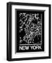 Black Map of New York-NaxArt-Framed Art Print