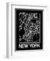 Black Map of New York-NaxArt-Framed Art Print