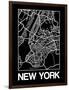 Black Map of New York-NaxArt-Framed Art Print