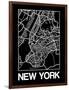 Black Map of New York-NaxArt-Framed Art Print