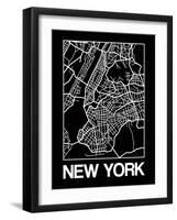 Black Map of New York-NaxArt-Framed Art Print