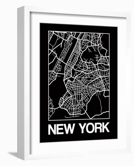 Black Map of New York-NaxArt-Framed Art Print