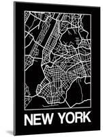 Black Map of New York-NaxArt-Mounted Art Print