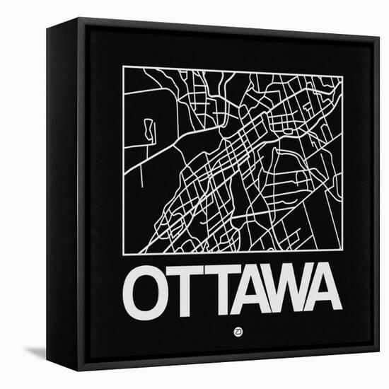 Black Map of Ottawa-NaxArt-Framed Stretched Canvas