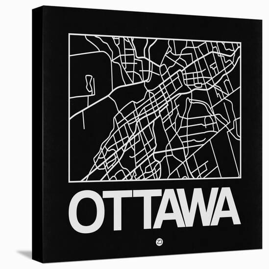 Black Map of Ottawa-NaxArt-Stretched Canvas