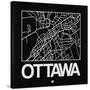 Black Map of Ottawa-NaxArt-Stretched Canvas