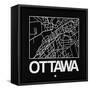 Black Map of Ottawa-NaxArt-Framed Stretched Canvas