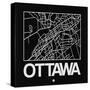Black Map of Ottawa-NaxArt-Stretched Canvas