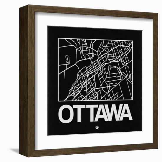 Black Map of Ottawa-NaxArt-Framed Art Print