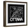 Black Map of Ottawa-NaxArt-Framed Art Print