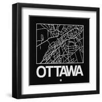 Black Map of Ottawa-NaxArt-Framed Art Print