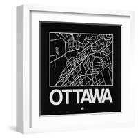 Black Map of Ottawa-NaxArt-Framed Art Print