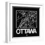 Black Map of Ottawa-NaxArt-Framed Art Print