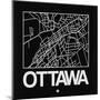 Black Map of Ottawa-NaxArt-Mounted Art Print