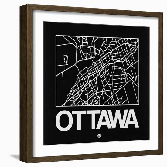 Black Map of Ottawa-NaxArt-Framed Art Print