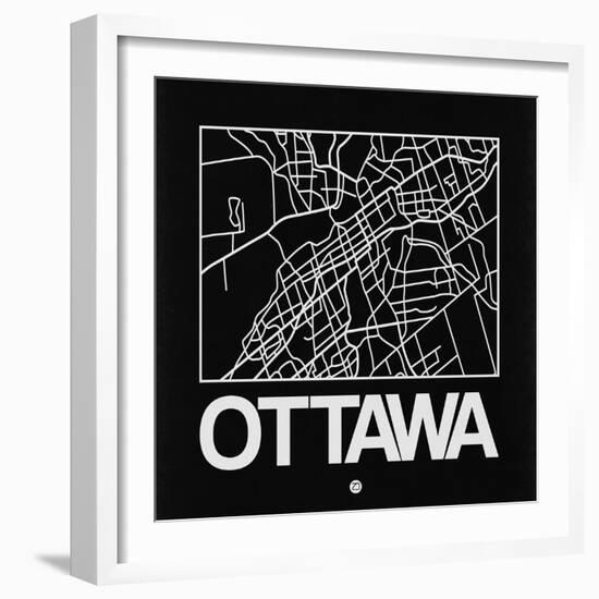 Black Map of Ottawa-NaxArt-Framed Art Print