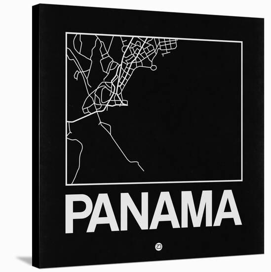 Black Map of Panama-NaxArt-Stretched Canvas