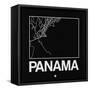 Black Map of Panama-NaxArt-Framed Stretched Canvas