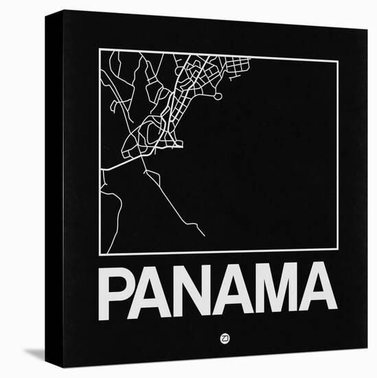Black Map of Panama-NaxArt-Stretched Canvas
