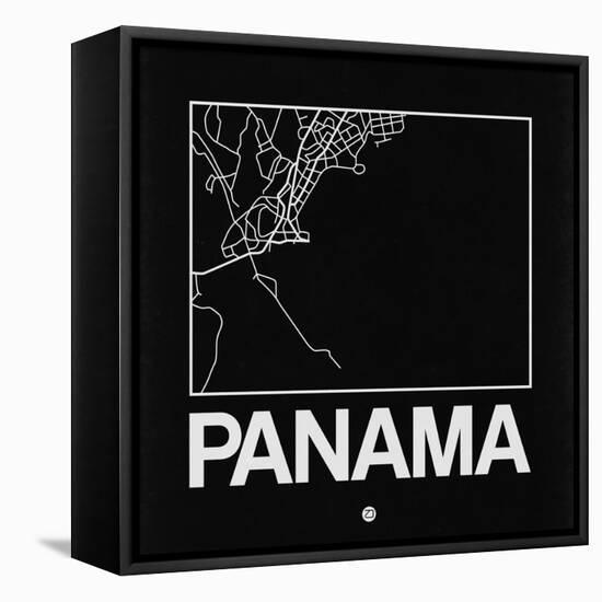Black Map of Panama-NaxArt-Framed Stretched Canvas