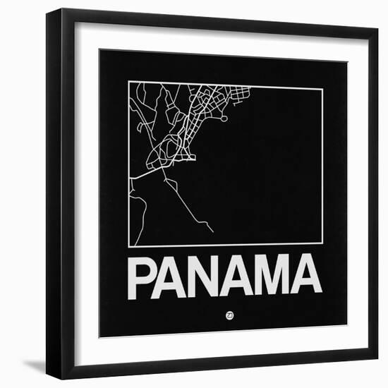 Black Map of Panama-NaxArt-Framed Art Print