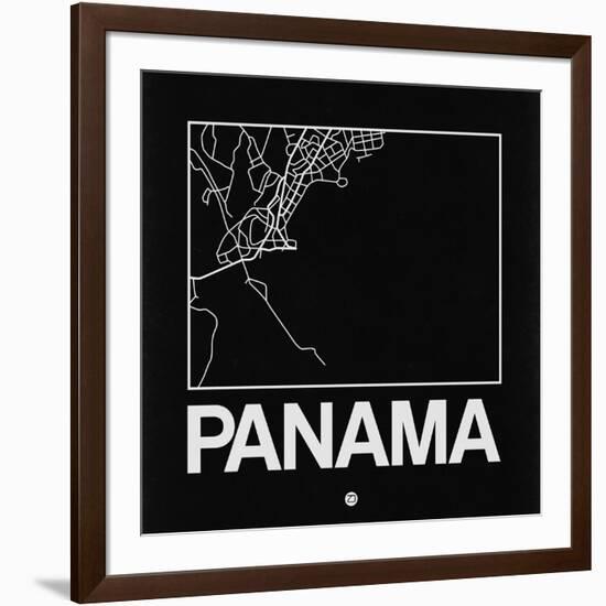 Black Map of Panama-NaxArt-Framed Art Print