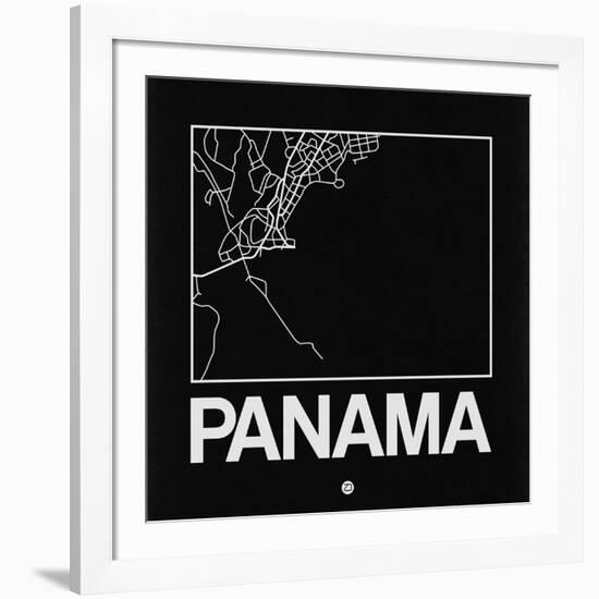 Black Map of Panama-NaxArt-Framed Art Print