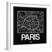 Black Map of Paris-NaxArt-Framed Art Print