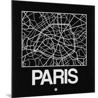 Black Map of Paris-NaxArt-Mounted Premium Giclee Print