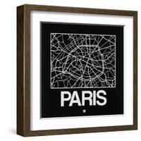 Black Map of Paris-NaxArt-Framed Art Print