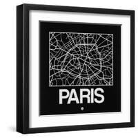 Black Map of Paris-NaxArt-Framed Art Print