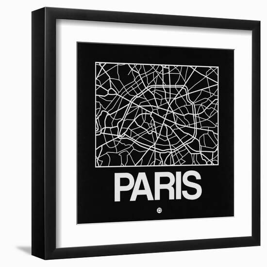 Black Map of Paris-NaxArt-Framed Art Print