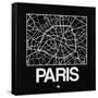 Black Map of Paris-NaxArt-Framed Stretched Canvas
