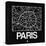 Black Map of Paris-NaxArt-Stretched Canvas