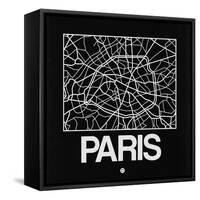 Black Map of Paris-NaxArt-Framed Stretched Canvas