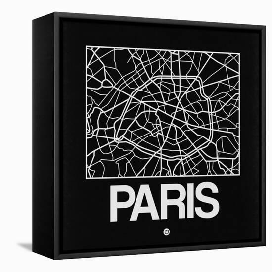 Black Map of Paris-NaxArt-Framed Stretched Canvas