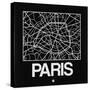 Black Map of Paris-NaxArt-Stretched Canvas