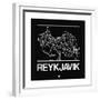 Black Map of Reykjavik-NaxArt-Framed Premium Giclee Print