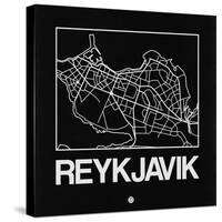 Black Map of Reykjavik-NaxArt-Stretched Canvas