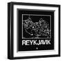 Black Map of Reykjavik-NaxArt-Framed Art Print