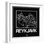 Black Map of Reykjavik-NaxArt-Framed Art Print