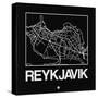 Black Map of Reykjavik-NaxArt-Stretched Canvas