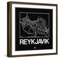 Black Map of Reykjavik-NaxArt-Framed Art Print