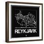Black Map of Reykjavik-NaxArt-Framed Art Print