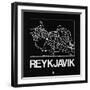 Black Map of Reykjavik-NaxArt-Framed Art Print